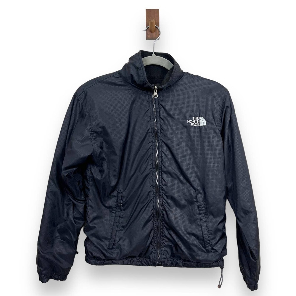 The North Face Black Reversible Nylon Fleece Logo Jacket Size Small